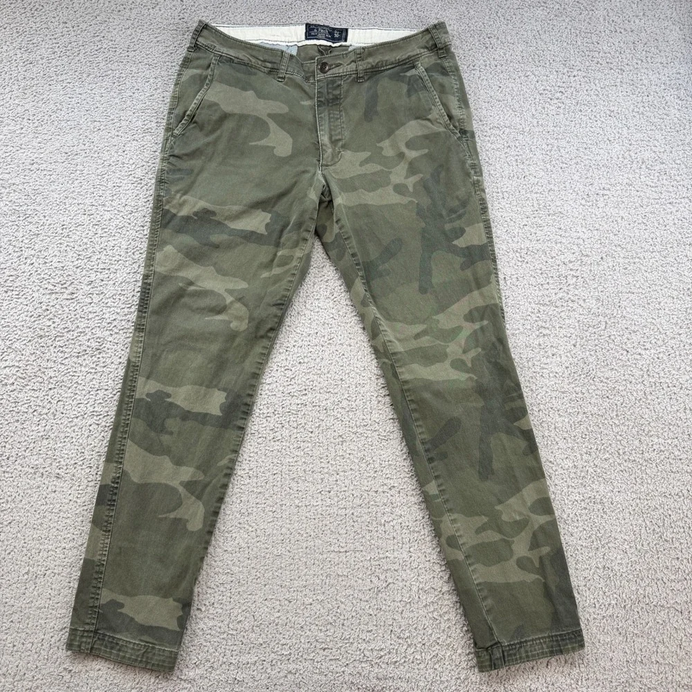 Abercrombie & Fitch Felix Super Slim Stretch Camo Chino Pants 32x30 Green